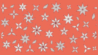 Güzel kumaş deseni. Düz Çiçek Elementleri Tasarımı. Zentangle soyut çiçekleri. Raster illüstrasyonu. Karalama çiçeği. Renkli Bahar Teması çizim şablonu.