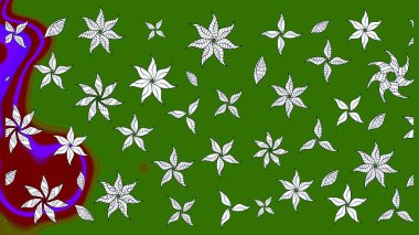 Tekrar eden çiçek arkaplanı, zarif yeşil ve nötr çiçek duvar kağıdı. Yeşil ve nötr renkler üzerine çiçek desenli çizimler, el yapımı papatyalar, papatyalar..