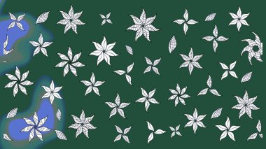 Renkli Bahar Teması eskiz kalıbı. Raster illüstrasyonu. Düz Çiçek Elementleri Tasarımı. Yeşil ve nötr renklerde çiçekler. Çiçekli çiçek deseni, suluboya..