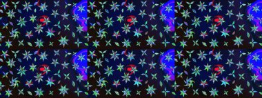 Çiçekli çiçek deseni, suluboya. Düz Çiçek Elementleri Tasarım Raster illüstrasyonu. Gri ve mavi renkli çiçekler. Renkli Bahar Teması çizim şablonu.