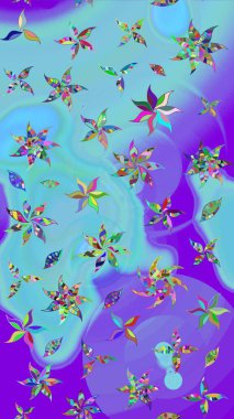 Chichi 'nin kumaş kalıbını çiz. Düz Çiçek Elementleri Tasarımı. Renkli Bahar Teması eskiz kalıbı. Raster illüstrasyonu. Çiçek deseni.