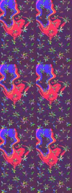 Raster - stok. Mor ve mor renkli vadi çiçekleri. Suluboya, elle çizilmiş. Taslak arkaplan deseni.