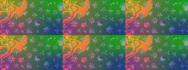 Yeşil ve mavi renkte çiçekler. Nazik, narin çiçek arkaplanı. Raster çiçek desenli ve çiçekli..