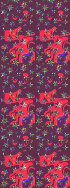 Çocuk stili. Düz Çiçek Elementleri Tasarımı. Çiçekli eskiz arkaplanı. Renkli Bahar Teması çizim şablonu.