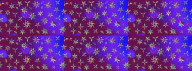 Raster güzel bir çiçek deseni çizmiş. Bahar mevsimi. Tatil havası. Nazik romantik baskı. Mor ve mor renkte çiçekler.