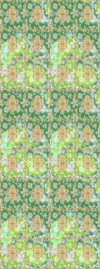 Damask eskiz süsü. Geleneksel raster ve altın desen. Yeşil renkler üzerinde klasik oryantal desen.