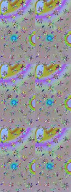 Raster illüstrasyonu. Gri ve nötr renklerde. Raster illüstrasyonundaki çiçek desenli çizim. Güzel kumaş deseni.