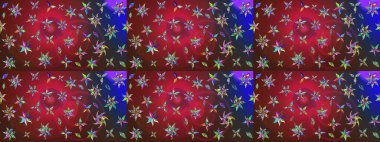 Kırmızı ve kahverengi renkte çiçekler. Renkli bahar temalı eskiz kalıbı. Düz Çiçek Elementleri Tasarım Raster illüstrasyonu. Çiçekli çiçek deseni, suluboya..