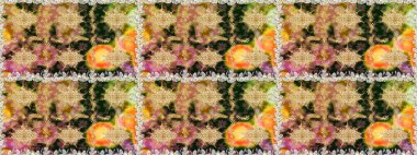 Duvar kâğıdı barok, İspanyol kumaşı. Kahverengi ve bej renklerde altın elementler. Şık bir grafik desen. Kusursuz raster arka plan. Çiçek deseni.