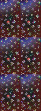 Renkli Bahar Teması eskiz kalıbı. Renkli şirin çiçek deseni. Düz Çiçek Elementleri Tasarımı. Raster Modaya uygun kumaş deseni.