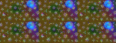 Yapraklı çiçekler ve rengarenk papatya çiçekleri. Eskiz arkaplan modeli. Raster - stok.