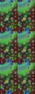 Yumuşak, yeşil ve kahverengi renkte yaz çiçekleri. Küçük çiçekteki sevimli çiçek deseni. Raster deseni. Raster illüstrasyonu.