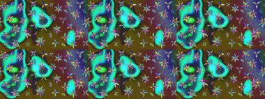 Çiçek buketleriyle klasik bir eskiz şekli. Raster illüstrasyonu. Renklerde.