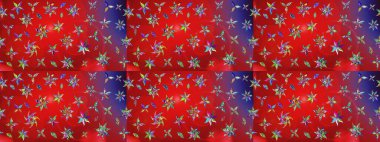 Karalama çiçekleri çizim kalıbı. Sanat esinlenilmiş ve menekşe tarzı çiçekler ve yapraklar. Kırmızı ve mor el çizimi desen. Raster deseni.