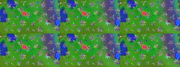 Varicolo Raster çizimi. Bir sürü soyut çiçekli tropik eskiz deseni. Küçük çiçekte sevimli çiçek deseni var..