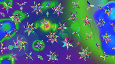 Süslü kumaş deseni. Düz Çiçek Elementleri Tasarımı. Raster illüstrasyonundaki çiçek desenli çizim. Renkli Bahar Teması çizim şablonu.