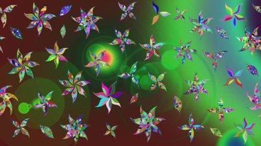 Raster illüstrasyonu. Egzotik çiçekler, yeşil ve kahverengi renkler üzerine botanik, parlak klasik doğa. Klasik tropikal doğal elementlerin suluboya seti.