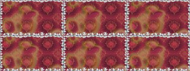 Küçük çiçekteki sevimli çiçek deseni. Raster deseni. Kibar, yaz çiçekleri kırmızı ve kahverengi renklerde. Raster illüstrasyonu.