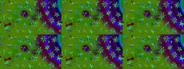 Yeşil ve kahverengi renkli çiçekler. Renkli Bahar Teması eskiz kalıbı. Raster illüstrasyonundaki çiçek desenli çizim. Düz Çiçek Elementleri Tasarımı.