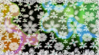 Düz Çiçek Elementleri Tasarımı. Güzel kumaş deseni. Kusursuz çiçek deseni. Asya tekstil tarzında. Raster illüstrasyonu. Renkli Bahar Teması Kusursuz Arkaplan.