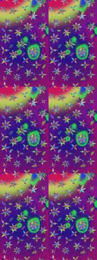 Düz Çiçek Elementleri Tasarımı. Renkli Bahar Teması eskiz kalıbı. Çiçekli çizim şekli. Mor ve mor renkte çiçekler.