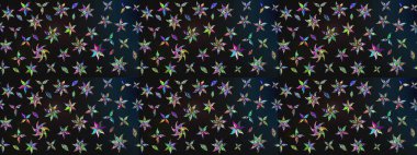 Raster illüstrasyonu. Gri ve mavi renklerde bahar çiçekleri. Raster deseni. Patlayan çiçekler soyut yerleştirilmiş.