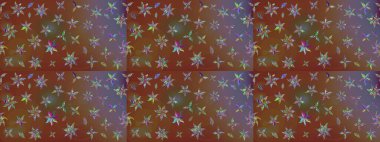 Kahverengi ve nötr renklerde bahar çiçekleri. Çiçekli karalama şeklinde Raster çiçek deseni. Raster illüstrasyonu.