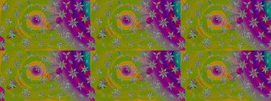 Renkli Bahar Teması eskiz kalıbı. Düz Çiçek Elementleri Tasarımı. Raster..