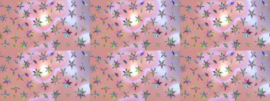 Yumuşak, yaz çiçekleri tarafsız ve pembe renklerde. Raster deseni. Küçük çiçekteki sevimli çiçek deseni. Raster illüstrasyonu.