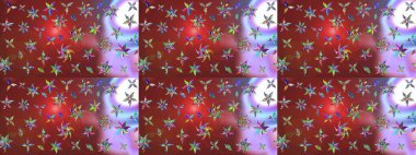 Çiçekler. Vadinin çiçekleri kahverengi ve kırmızı renklerde. Soyut etnik raster çizim kalıbı.