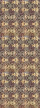 Çiçekler. Soyut etnik raster çizim kalıbı. Vadinin çiçekleri bej, kahverengi ve nötr renklerde.