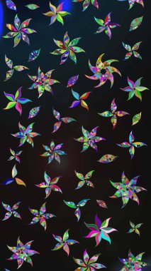 Gri ve mavi renkte çiçekler. Raster düz çiçek çizim deseni. Tasarım hediye paketi, tebrik kartları, posterler ve afiş tasarımı.