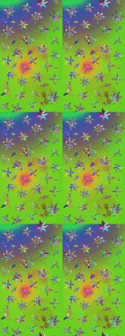 Karalama çiçekleri çizim kalıbı. Raster deseni. Yeşil ve mor el çizimi desen. Sanat ilham verici ve menekşe tarzı çiçekler ve arkaplan bırakıyor.