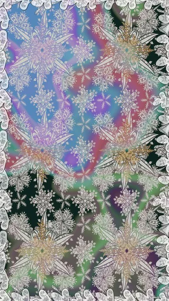 Flowers on gray and neutral colors. Cute floral elements. Raster illustration. Seamless.