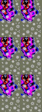 Düz Çiçek Elementleri Tasarımı. Yeşil ve siyah renkli çiçekler. Raster illüstrasyonu. Çiçekli çiçek deseni, suluboya. Renkli Bahar Teması çizim şablonu.