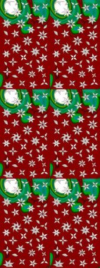 Kibar, bahar çiçekleri kırmızı ve yeşil renklerde. Raster illüstrasyonu. Çiçek ve yapraklı karalama şeklinde Raster çiçek deseni.