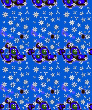 Küçük çiçekli basit bir çiçek çizimi. Mavi renkte şirin çiçekler. Moda baskısı, albüm, ambalaj kağıdı ve duvar kağıdı için zarif dekoratif süslemeler. Raster illüstrasyonu.