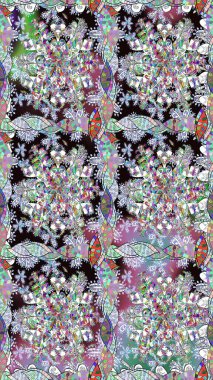 Küçük çiçekteki sevimli çiçek deseni. Varicoloneutral raster pürüzsüz illüstrasyon. Birçok nötr ve soyut çiçekli tropikal desenler.