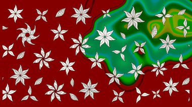 Kırmızı renkte manzaralı çiçek deseni. Üst manzara, yumuşak stil. Çiçek kompozisyonu, el boyası, hassas şablon. Sevgililer günü ve tebrik kartı konsepti için şık bir davet.