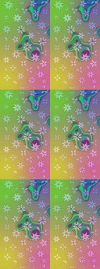 Çiçekler suluboya tarzında yeşil renkte. Çiçek izi. Suluboya çizim deseni.