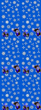 Yumuşak, mavi renkte bahar çiçekleri. Çiçekli karalama şeklinde Raster çiçek deseni. Raster illüstrasyonu.