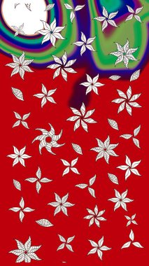 Sketch Colour Spring Theme eskiz kalıbı. Kırmızı renkte çiçekler. Sevimli çiçek raster deseni. Düz Çiçek Elementleri Tasarımı.