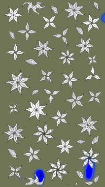 Güzel kumaş deseni. El çizimi. Çiçekler, dallar, bitkiler ve çiçekler. Raster illüstrasyonu.