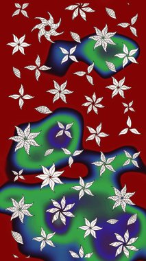 Çiçekli karalama şeklinde Raster çiçek deseni. Kırmızı renkte çiçekler. Nazik, sevimli çiçek arkaplanı..