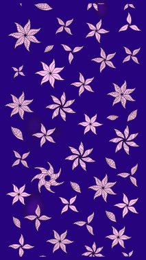 Mavi renkli çiçekler. Hediye ambalaj kağıdı, tebrik kartları, posterler ve pankart tasarımı. Raster düz çiçek çizim deseni.