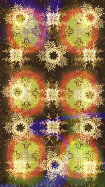 Son moda kar taneleri ve elementler onun kartlarını gösteriyor. Kar taneleri tasarımı. Retro stil dokusu, şablon kış elementleri. Modern tasarım posteri, kapak, kart tasarımı kahverengi, sarı ve turuncu renkler.