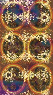 Çiçekli karalama şeklinde Raster çiçek deseni. Nazik, narin çiçek arkaplanı. Kahverengi, sarı ve turuncu renkte çiçekler.