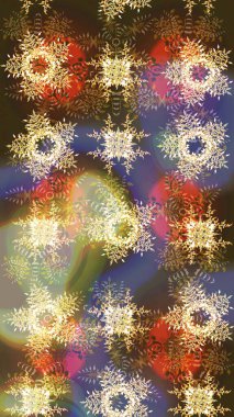 Noel stili. Raster illüstrasyonu. Kahverengi, nötr ve bej renkli kar taneleri.