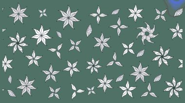 Düz Çiçek Elementleri Tasarımı. Raster illüstrasyonu. Asya tekstil tarzında. Güzel kumaş deseni. Çiçek desenli çizim. Renkli Bahar Teması çizim şablonu.