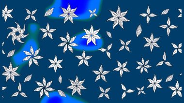 Mavi renkte çiçek çizimi. Şatafatlı bahar bahçesi dokusu. Çiçek deseni. Raster illüstrasyonu. Mavi renkte çiçekler.